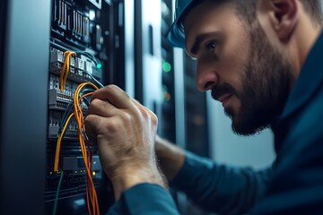 Poster - IT Technician Working on Server Rack