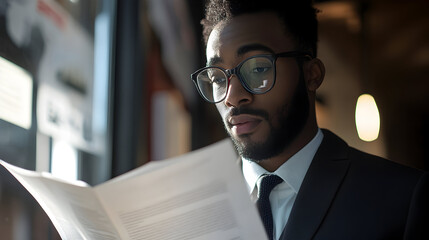 Wall Mural - Businessman reading documents