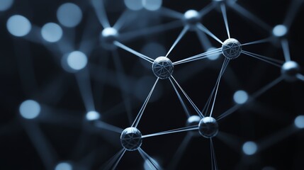 An abstract 3d render of a network of connected spheres.