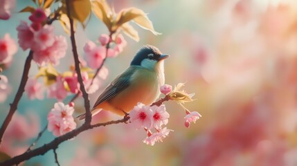 Naklejka na meble Serene Songbirds in Cherry Blossom Symphony