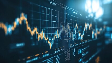 Poster - Financial Data Graph Display on a Digital Screen