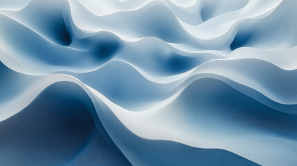 Poster - A blue and white image of a wave with a white background. The image is abstract and has a dreamy, ethereal quality to it