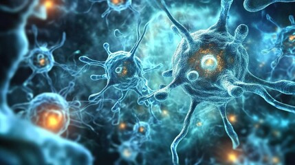 Poster - Cells interact dynamically, influenced by hormones that regulate various metabolic processes under close examination