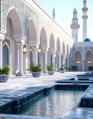 Wall Mural - Mosque Courtyard with Water Fountains