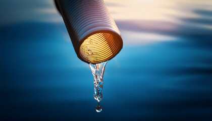 Liquid trickling out of puncture in tubing.