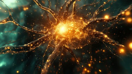 Poster - A dynamic representation of neural networks forming in the brain, illustrating intricate connections and cognitive activity happening within