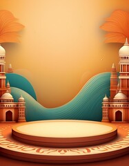 Poster - ai generative of 3d podium with bharat culture background