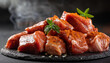 © hardvicore - Raw marinated pork. Spicy marinade. Natural product. Fresh meat pieces for BBQ. Culinary concept