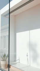 Wall Mural - Minimalist White Room with Plant and Window