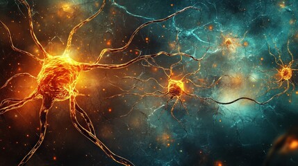 Poster - Neurons display dynamic firing patterns in response to various stimuli, illustrating the complex activity of brain communication networks