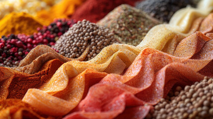 Vibrant spices with rich colors and textures