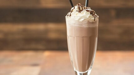 Canvas Print - Chocolate milkshake with whipped cream and chocolate drizzle.