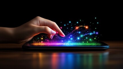 Poster - Interactive Digital Art with Colorful Particle Effects