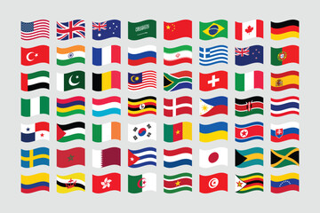 Giant Flag Collection. Set of World Country National Flag. 
