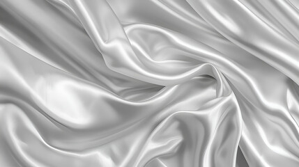 Elegant ivory silk satin drapery background with wavy folds, abstract monochrome luxury design ,Elegant white silk or satin fabric texture perfect for luxurious 