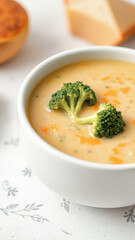 Canvas Print - Creamy Broccoli Soup in a White Bowl