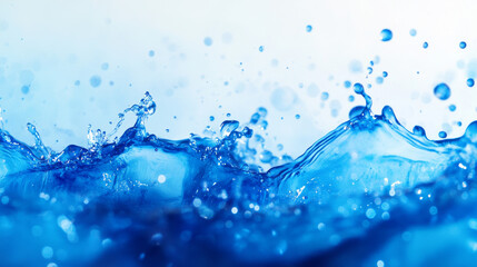 Poster - Close-up of a blue-colored drop in water, capturing the abstract motion of watercolor ink splashing. Creates a frame border background effect.