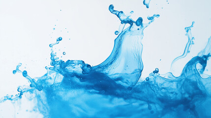 Poster - Close-up of a blue-colored drop in water, capturing the abstract motion of watercolor ink splashing. Creates a frame border background effect.
