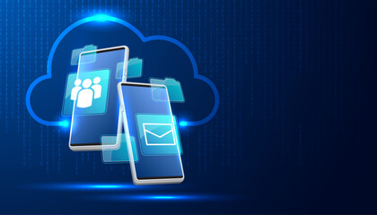 Poster - cloud computing concept.abstract cloud connection technology background.
