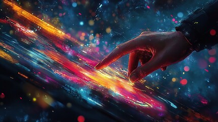 Poster - Hand Interacting with Digital Cityscape