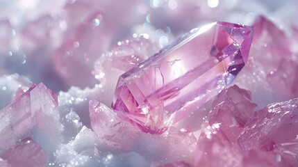 luxury precious pink white gemstone for jewelry on white fashion background : Generative AI