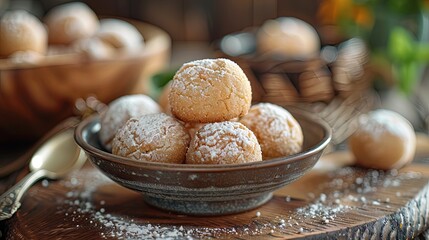 Appetizing amaretti cookies, Italian food traditional