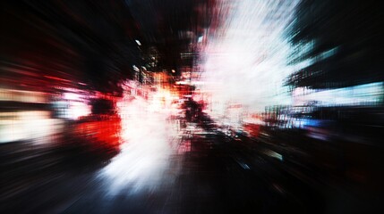 Fototapete - Abstract digital art with dynamic light streaks in red white and blue creating a sense of speed and motion for futuristic tech-inspired designs