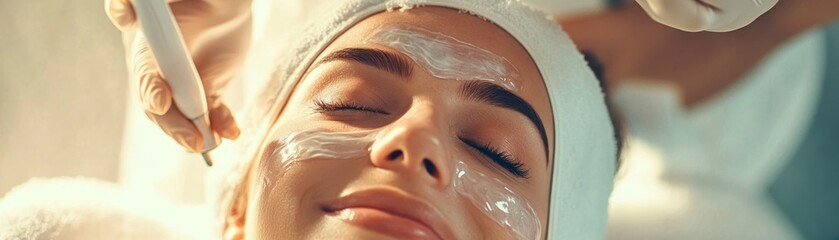 Sticker - Close-up of a Woman Receiving a Facial Treatment