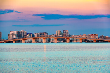 Twilight view of Sarasota skyline in florida, United States