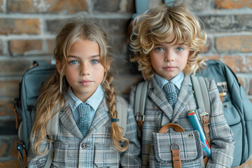 Stylish school children ready for a new adventure