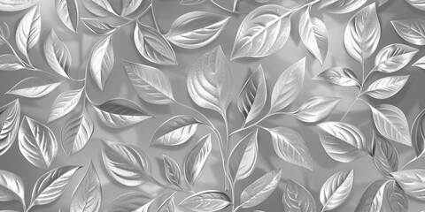 Seamless silver leaves wallpaper