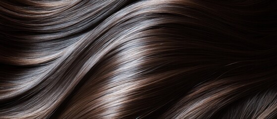 Wall Mural - Close-Up Abstract of Shiny, Wavy Brown Hair