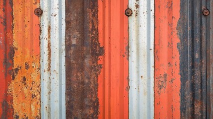 Abstract grunge striped texture with rust on zinc background. Old vintage banner background