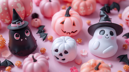 Sticker - Halloween characters on pastel purple