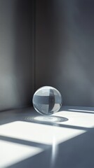 Wall Mural - Glass sphere in a minimalist room with