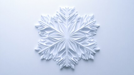 Wall Mural - A snowflake made of paper on a white background, AI