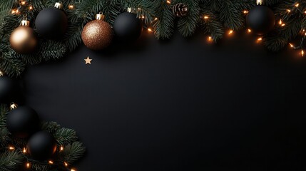 Poster - A black background with a bunch of Christmas ornaments