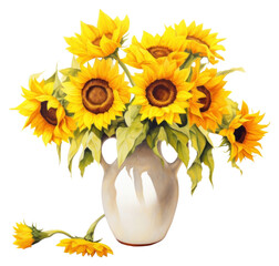 Canvas Print - PNG Sunflower plant inflorescence centrepiece.