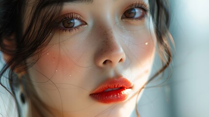 Poster - Beautiful woman Asian appearance luxury fashion makeup studio lifestyle : Generative AI