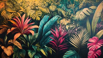 Poster - A Vibrant Tropical Painting of Lush Foliage