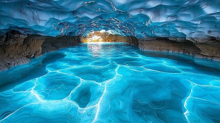 Dramatic ice cave interior in Iceland 