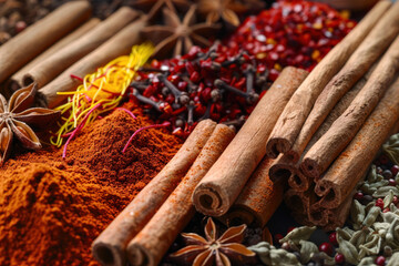 Vibrant spices captured in intricate macro detail