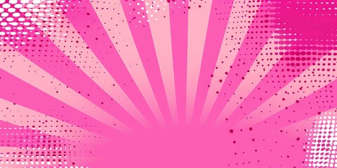 Poster - Baby pink pop art background in retro comic style with halftone dots design