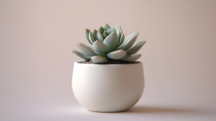 Poster - Minimalist Succulent in White Ceramic Pot with Elegant Simplicity