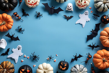 Sticker - Colorful Halloween decor on blue