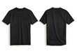 © Radiant Art - Black color T-shirt blank template front and back view isolated on White background