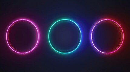 Sticker - Neon Circles on Black Background