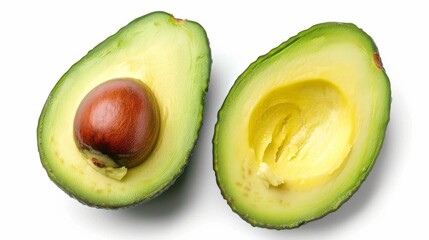 Wall Mural - Avocado half on a white background