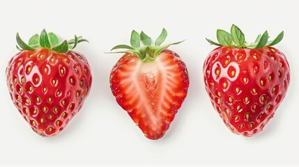 Sticker - set of strawberries on a white background