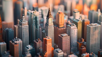 Aufkleber - Detailed shot of a city skyline featuring multiple tall buildings, with emphasis on the architectural details and the contrast with the surrounding cityscape.